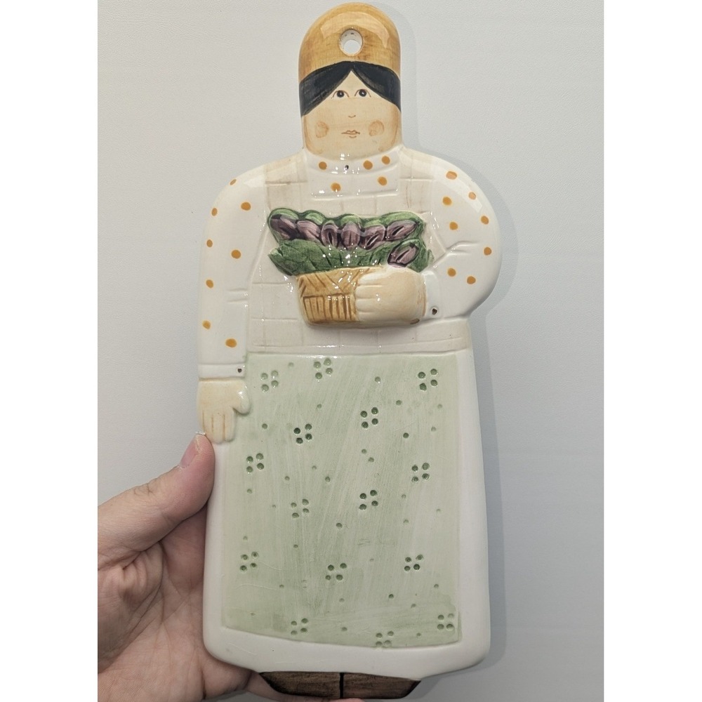 Sigma the Tastesetter Ceramic Wall Plaque Woman with Flowers Folk Art Retro